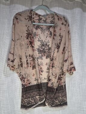 Charlotte Russe Blush Floral Open-Front Cardigan